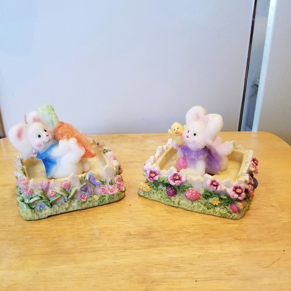 Easter Candle Holders/Easter Bunny Candles - Set of 2
